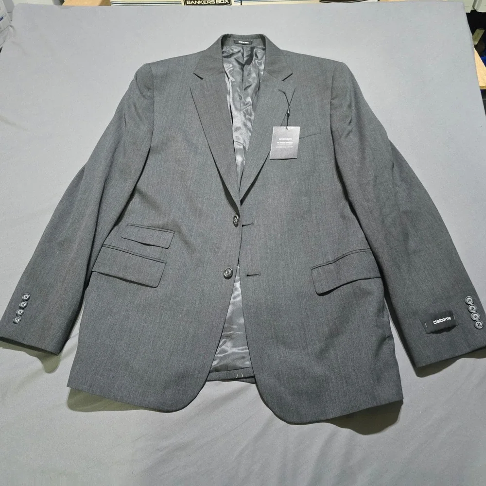 Claiborne Sport Coat Mens 44 Reg Grey Wool Blend Two Button Blazer
